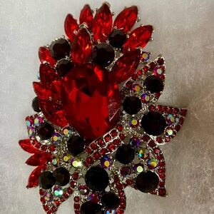 Glamorous Red Crystal Brooch
